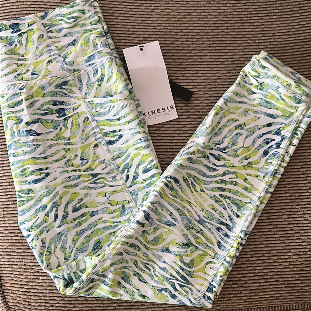Kinesis Green and Blue Patterned Leggings